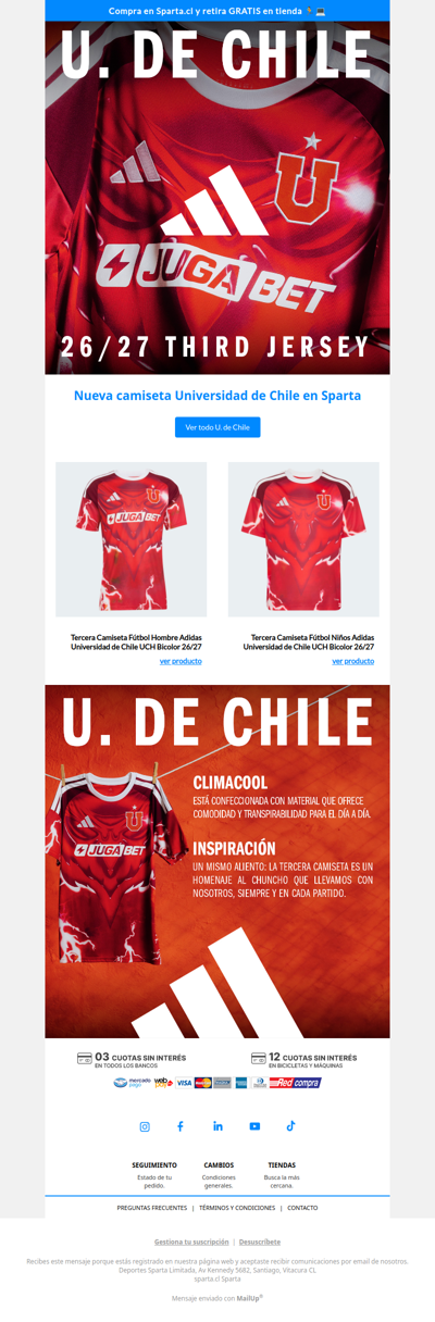 Lanzamiento Tercera Camiseta U. de Chile 🔵🔴