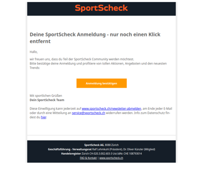 Deine SportScheck Anmeldung - nur noch einen Klick entfernt