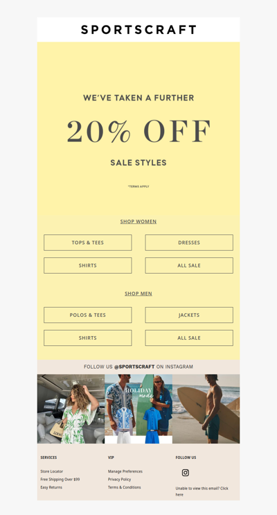 We've taken a further 20% off sale styles