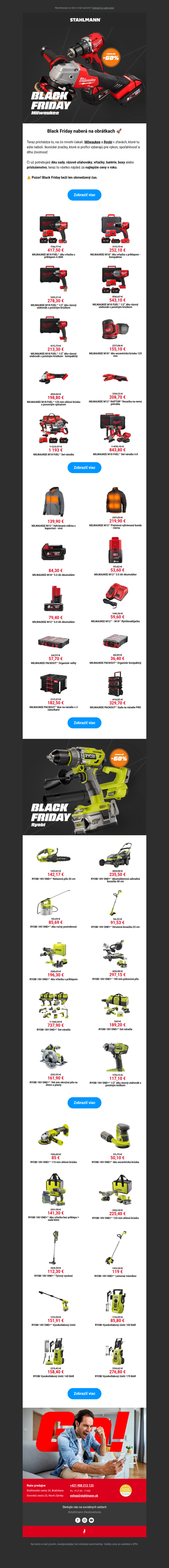 Black Friday aj na Milwaukee a Ryobi 💣