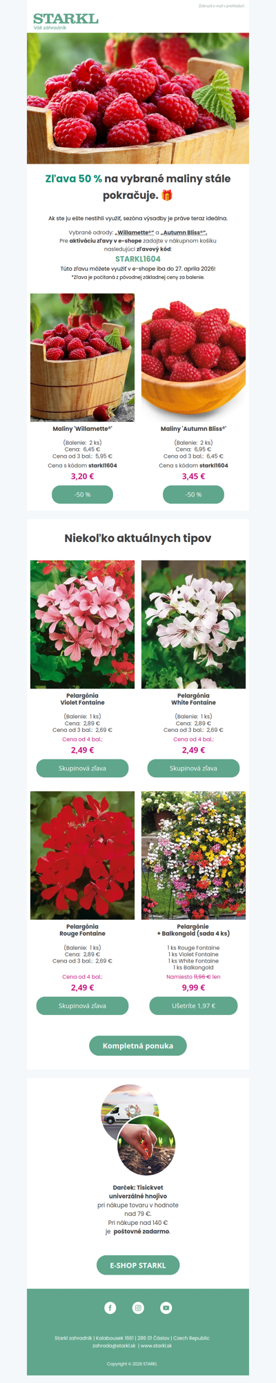 Maliny -50 % stále platia 🌱