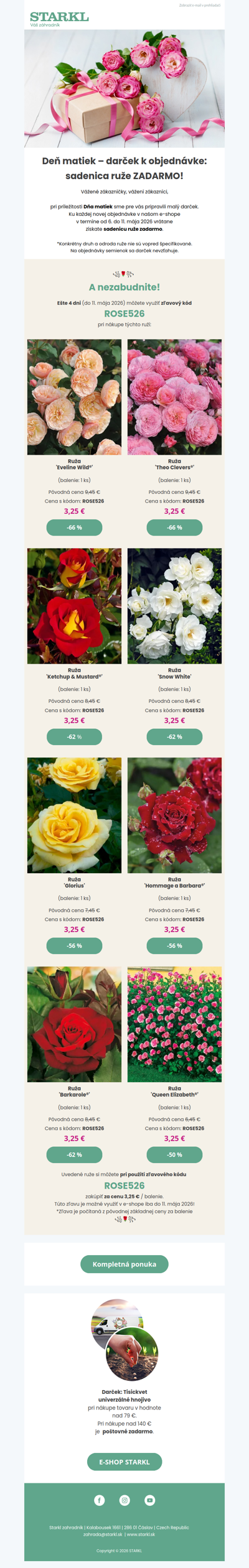 🎁 DARČEK: Sadenica ruže ZDARMA 🌹
