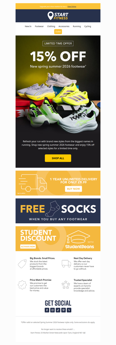 15% off new 2026 running shoes* 👟