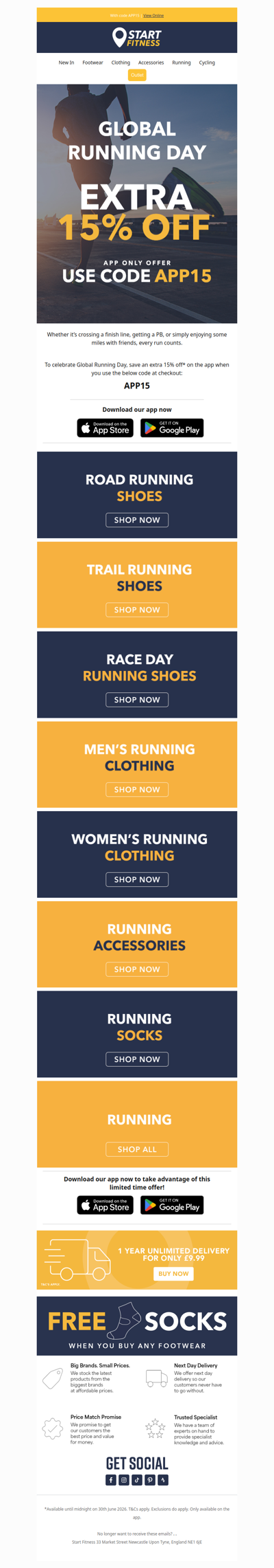 Celebrate Global Running Day with 15% off* 🏃