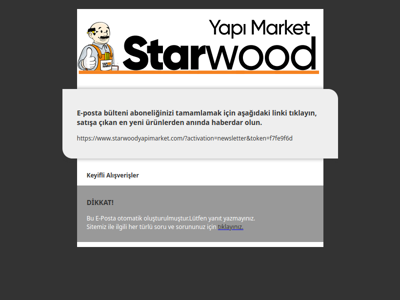 E-Bülten Abonelik Onayı | starwoodyapimarket.com