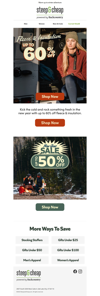 Fleeces & insulated styles up to 60% off