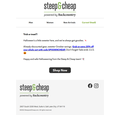 Not a trick. Just extra 20% off more treats.