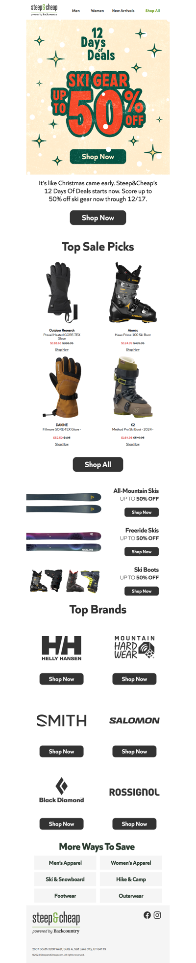 Up to 50% off ski boots, ski's & goggles!