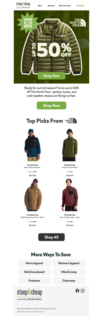 Top gear from The North Face up to 50% off!