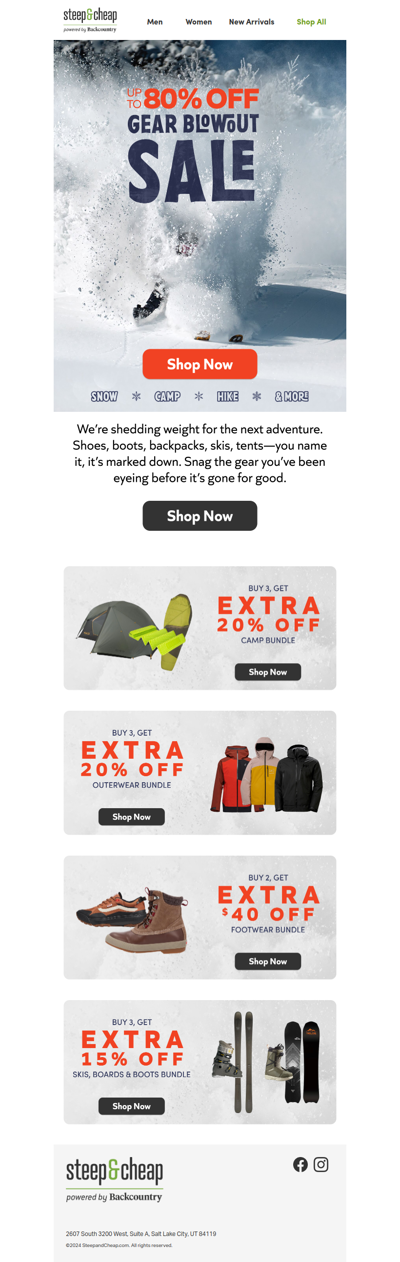 Everything outdoors ⛰️ Up to 80% off while it lasts