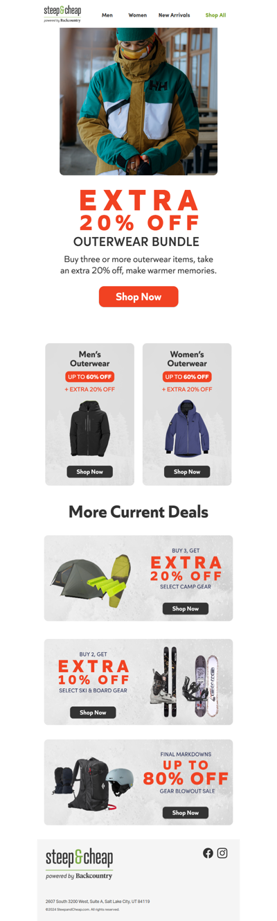 Extra 20% off outerwear bundle ⛷️