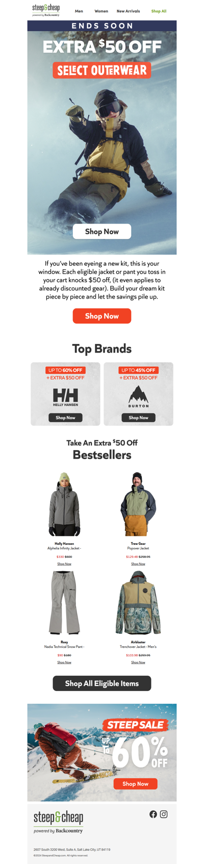 🚨 Final lap! Extra $50 off outerwear ends soon!