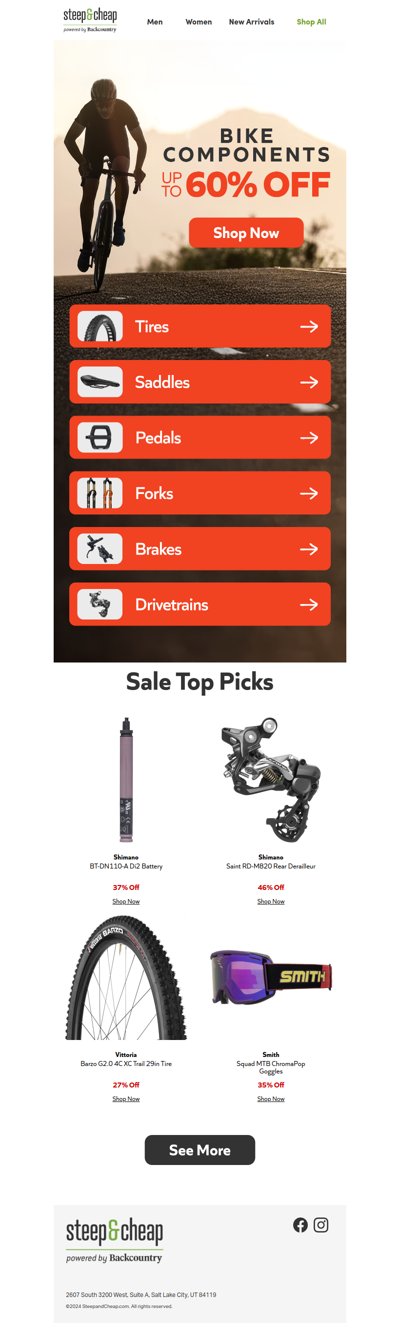 Up to 60% off bike parts & components