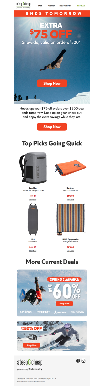 $75 off your order ends TMRW 🌄