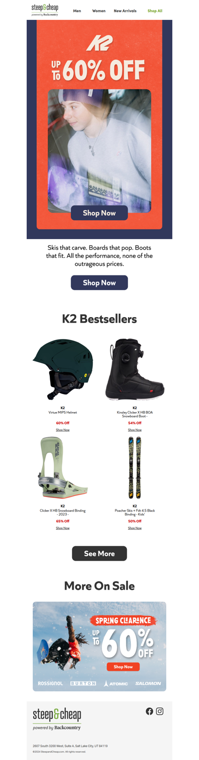 K2 up to 60% off ⛰️