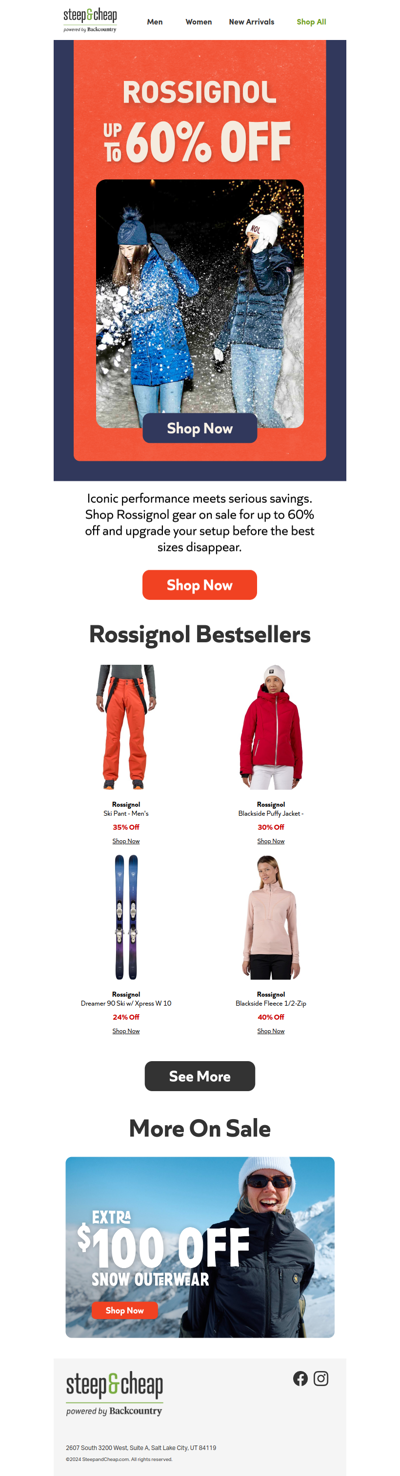 Rossignol gear, up to 60% off