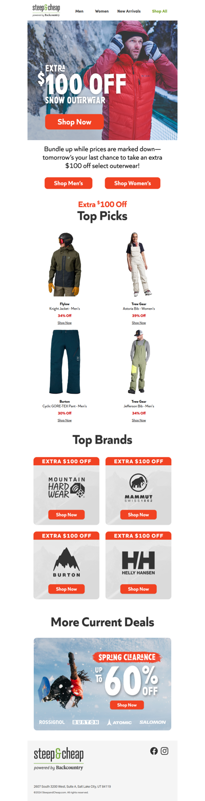 Extra $100 off outerwear ends TMRW ❗