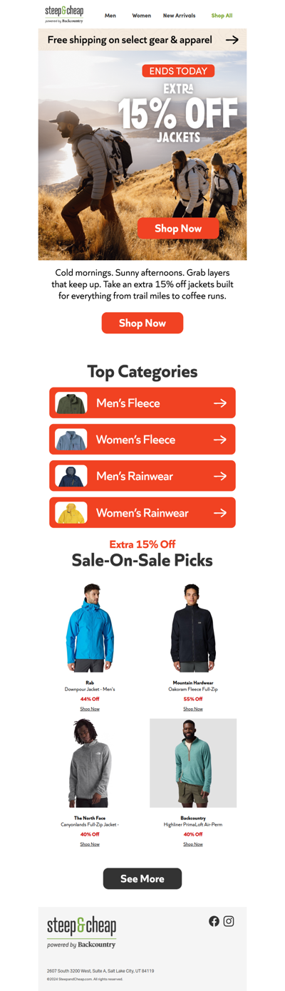 Ends today 🚨 extra 15% off jackets