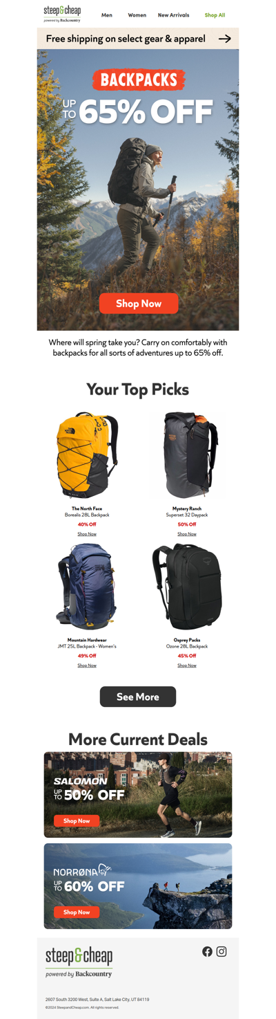 Backpacks now up to 65% off