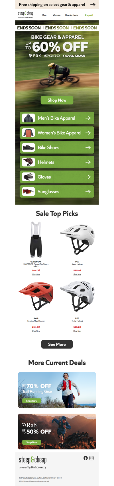 Up to 60% off bike gear ends soon 🚲