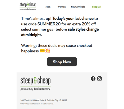 Final hours for extra 20% off