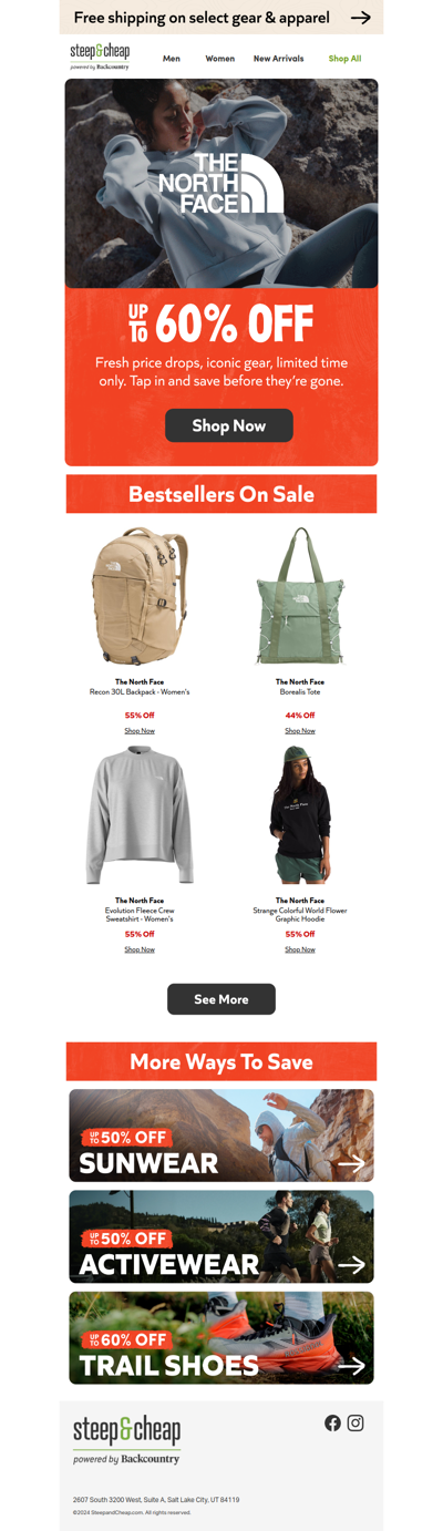 The North Face, up to 60% off