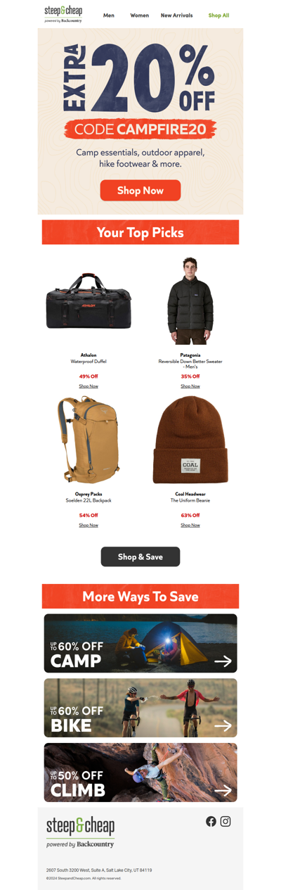 🔥 Extra 20% off—code CAMPFIRE20