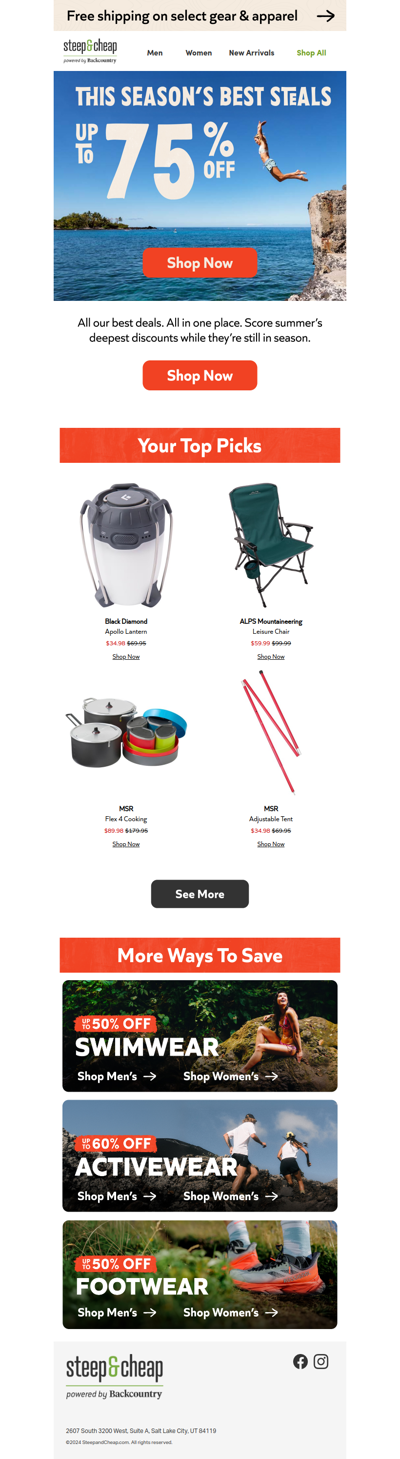 Up to 75% off summer steals