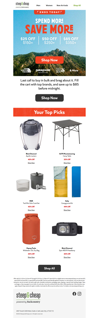 ⏰ Last day: spend more, save more