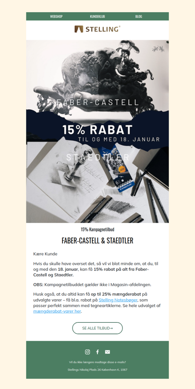 ✍️ Husk: 15% på Faber-Castell & Staedtler!