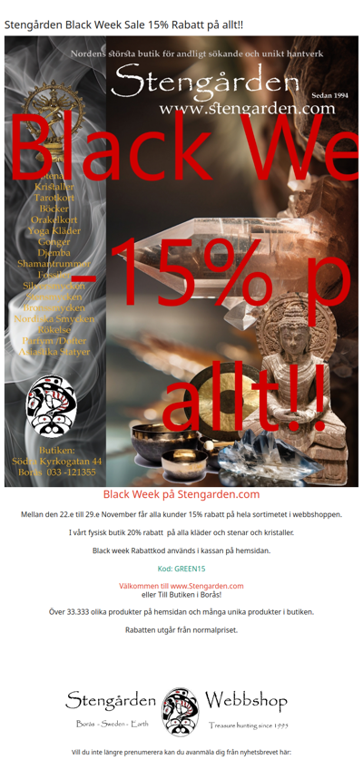 Stengården  Black Week Sale  15% Rabatt på allt!!