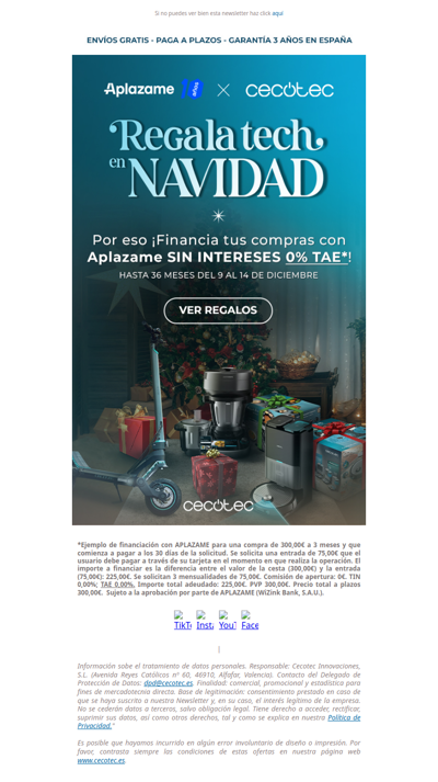 Financia SIN intereses 0% TAE* tus regalos de Navidad 🎁