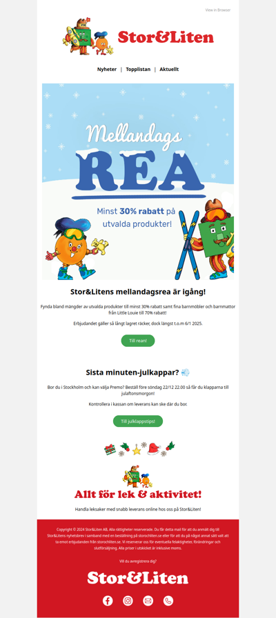 Mellandagsrea startar på Stor&Liten! Kolla om du kan få leverans till jul🎄