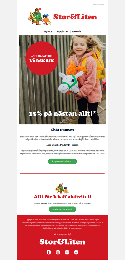 15% på nästan allt* 😎