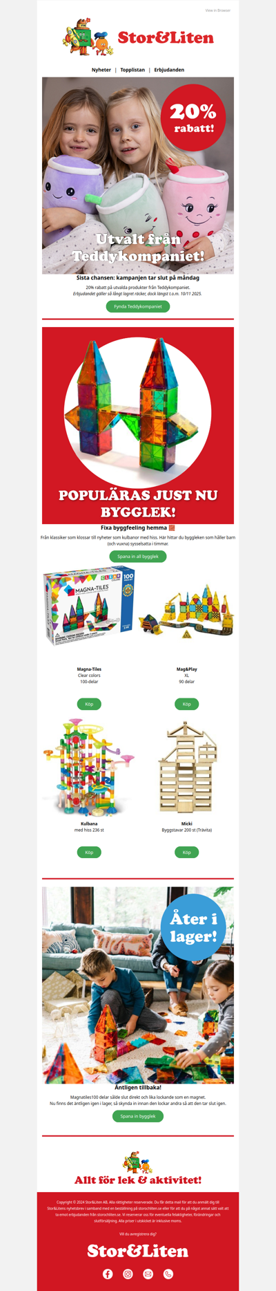 Sista chansen: 20% utvalt från Teddykompaniet | Bygglek för små & stora barn 🧱 | Storsäljaren Magna-Tiles är tillbaka