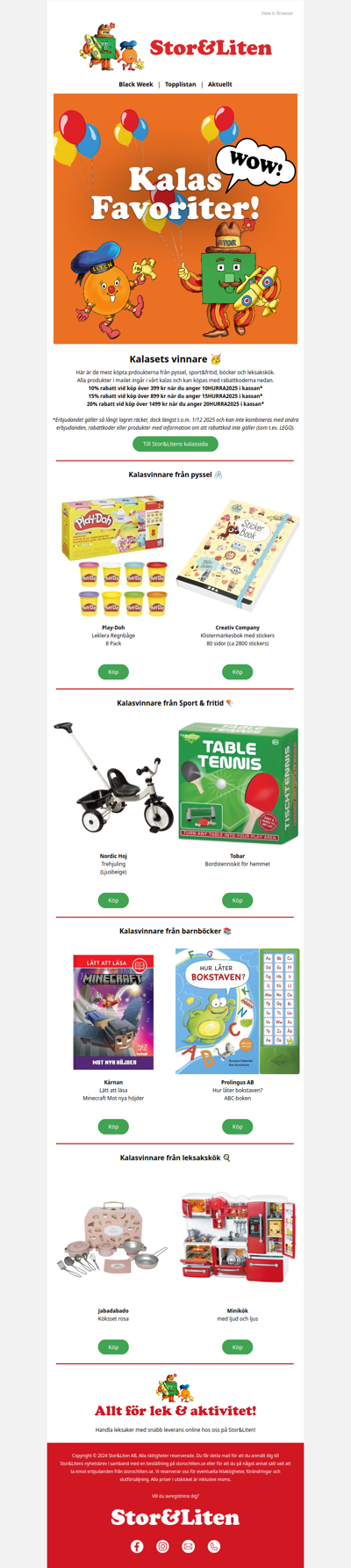 Fler kalasvinnare (10%, 15% och 20%) hos Stor & Liten 🎈