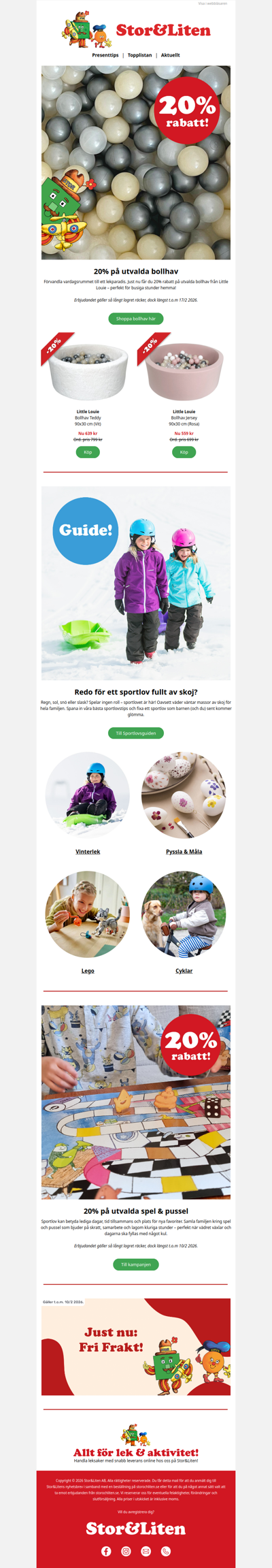 20% på utvalda bollhav 🎈 | 20% på utvalda spel och pussel