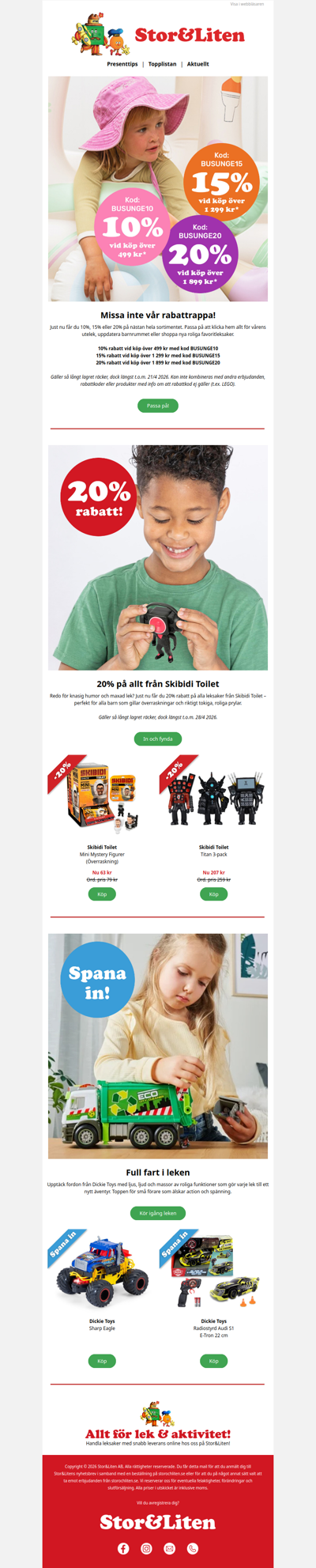 Rabattrappa: 10%, 15% eller 20% rabatt på nästan allt! 🎉