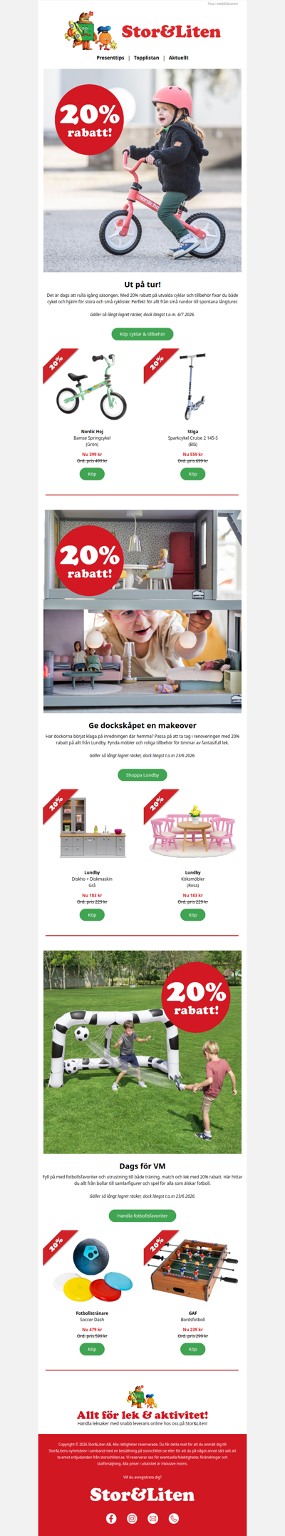 20% på utvalda cyklar & tillbehör 🚲💨