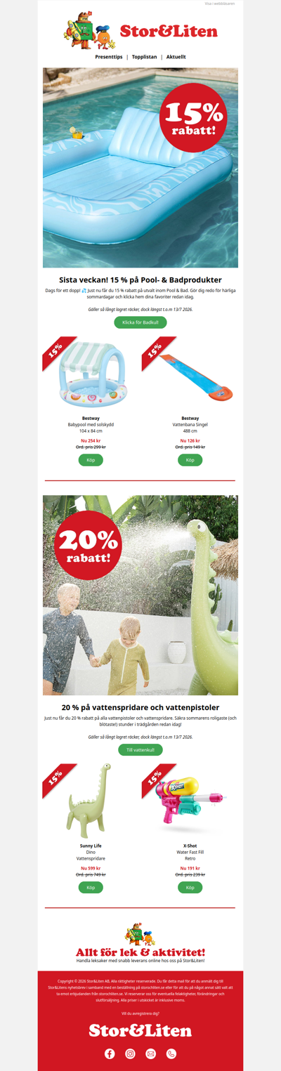 15% på utvalt till Pool & Badlek ☀️ Sista chansen!