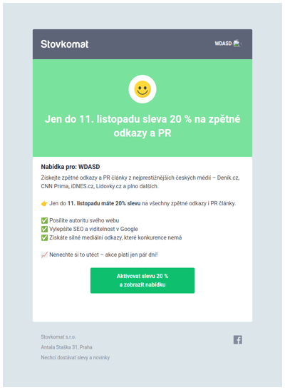 Jen do 11. listopadu: 20% sleva na nové SEO odkazy z nejlepších médií v Česku