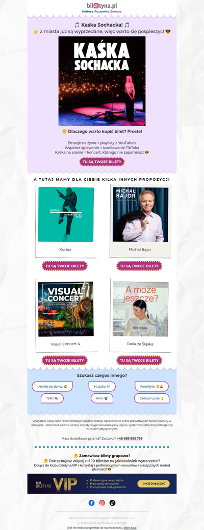 🎵 Złapałeś bilety na Kaśkę Sochacką? Nie?! To masz drugą szansę! 😎