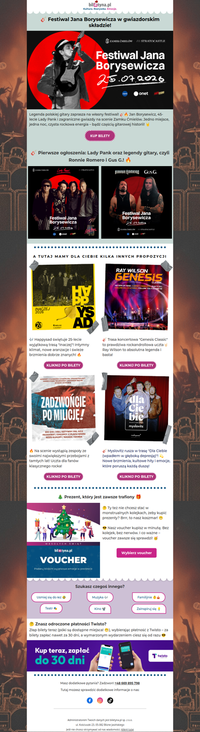 🎸 Festiwal Jana Borysewicza 🔥 Bilety w tej cenie tyko do 22 grudnia!