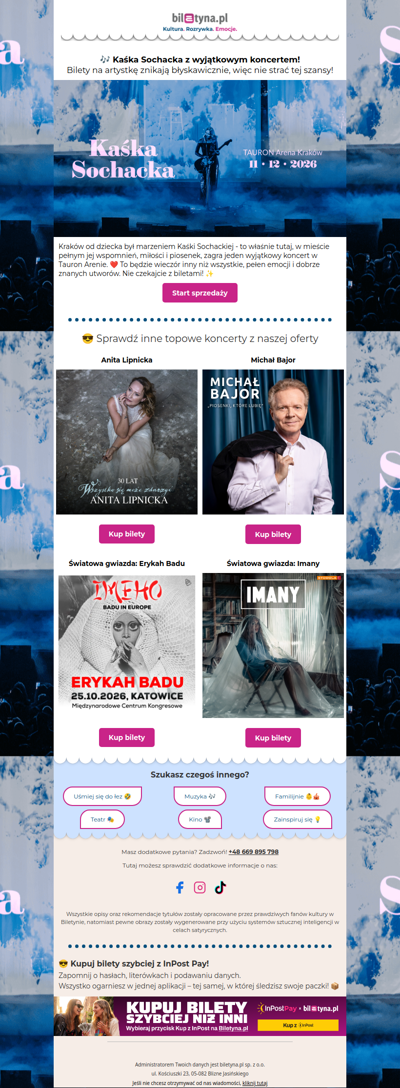 🎶 Kaśka Sochacka - za moment rusza sprzedaż biletów!