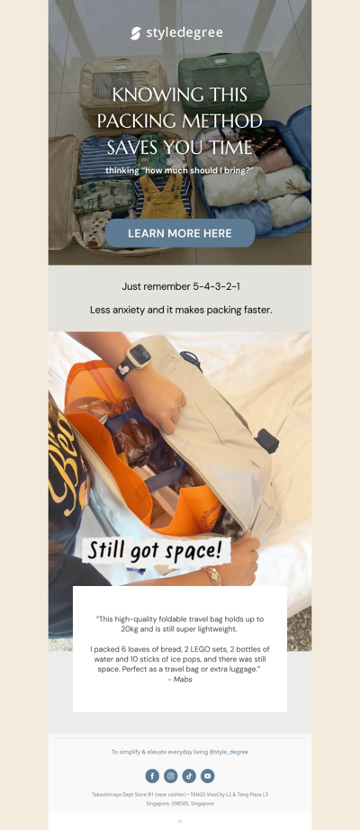 5-4-3-2-1 Packing Method