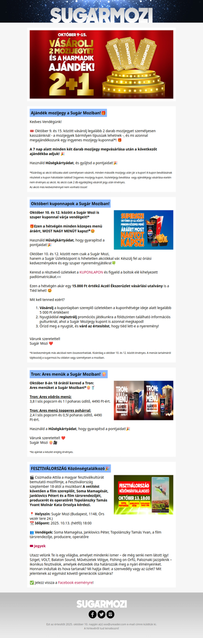 Akciók és események a Sugár Moziban!😍