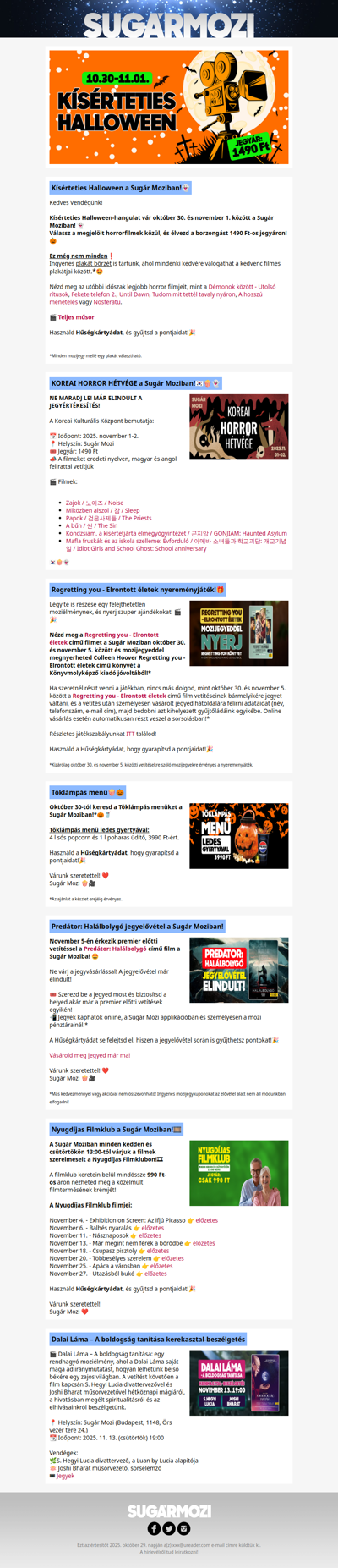 Aktuális események a Sugár Moziban!🎬