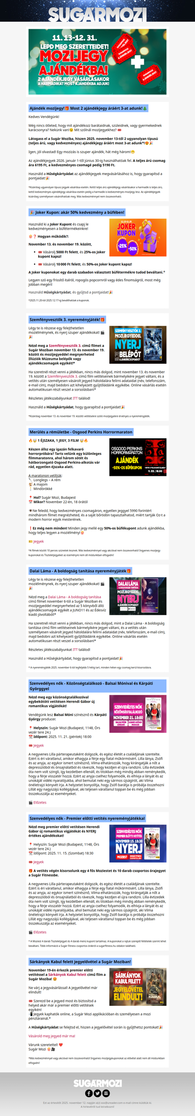 Akciók, események a Sugár Moziban!🤩