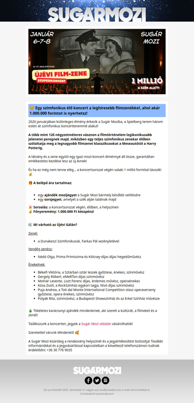🤩 Egy szimfonikus élő koncert a leghíresebb filmzenékkel, ahol akár 1.000.000 forintot is nyerhetsz!
