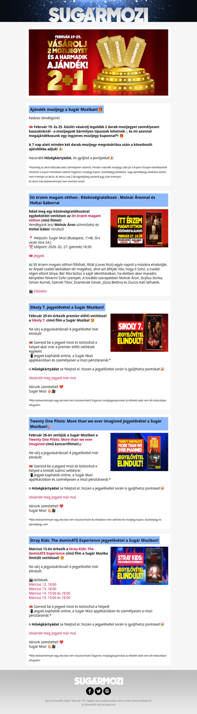 Akciók és események a Sugár Moziban!🤩